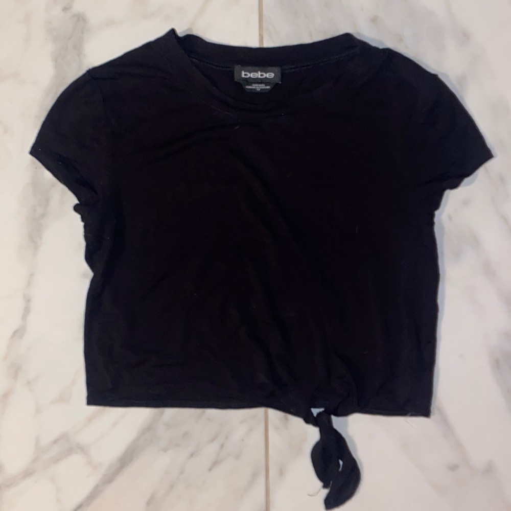 bebe: Solid Black Crop T-shirt